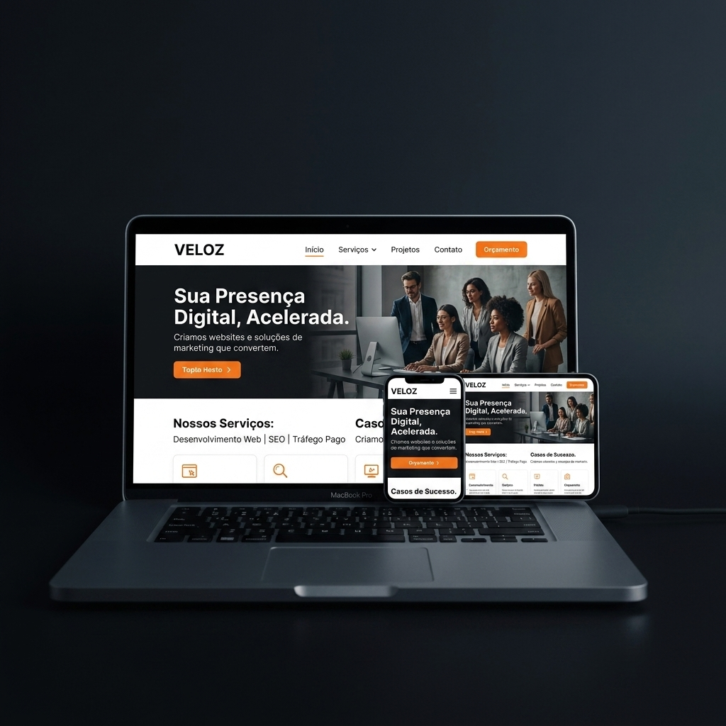 Mockup de site profissional em notebook e celular